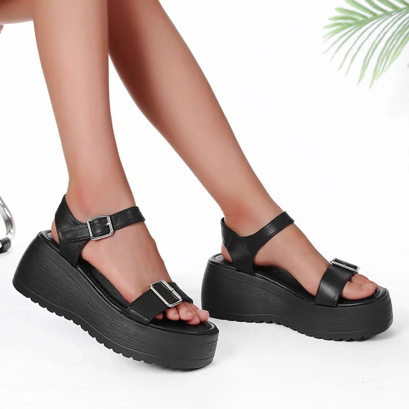 Women's Vegan Leather Wedge Heel Sandals Corvine