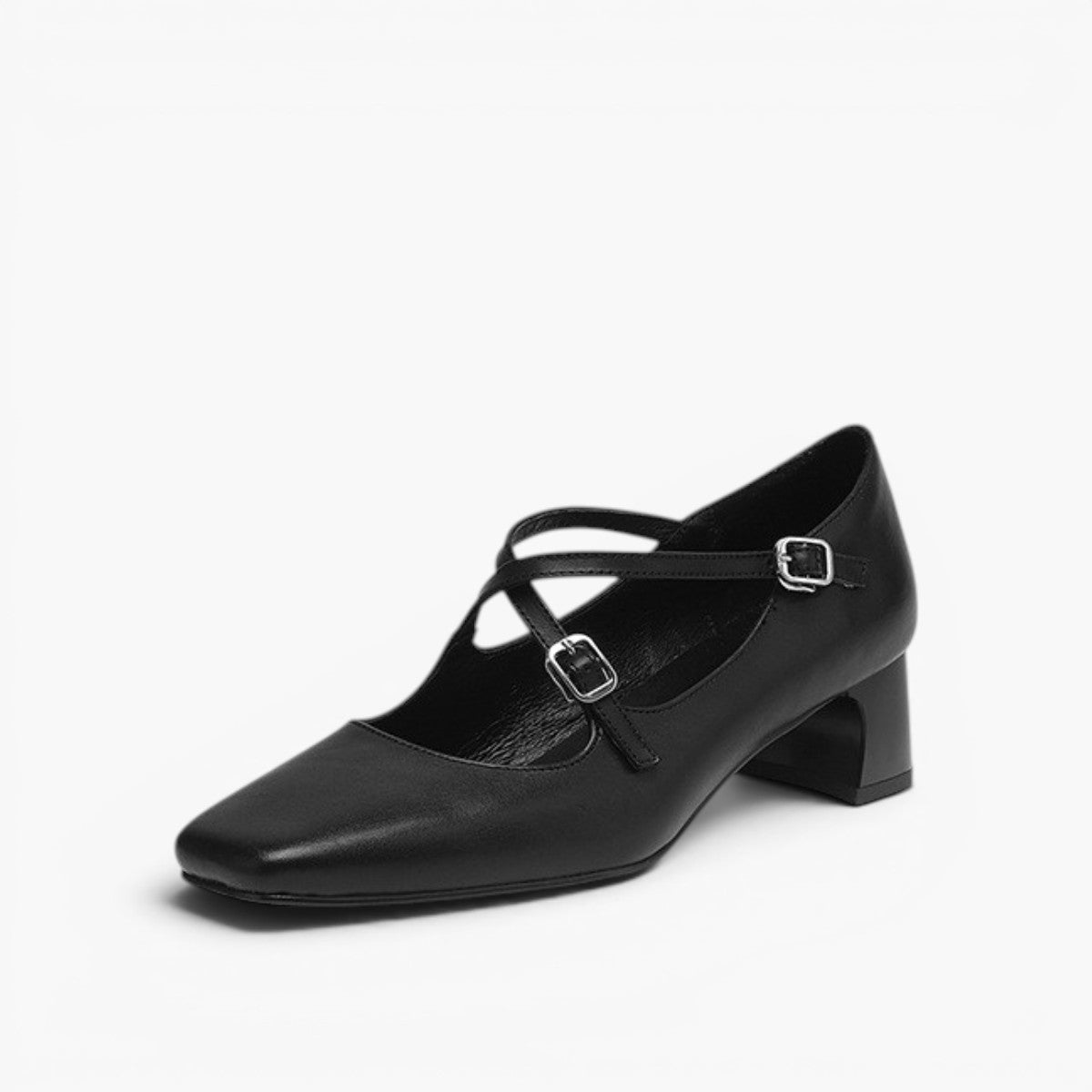 Women's Washed Leather Block Heel Mary Janes Corvine