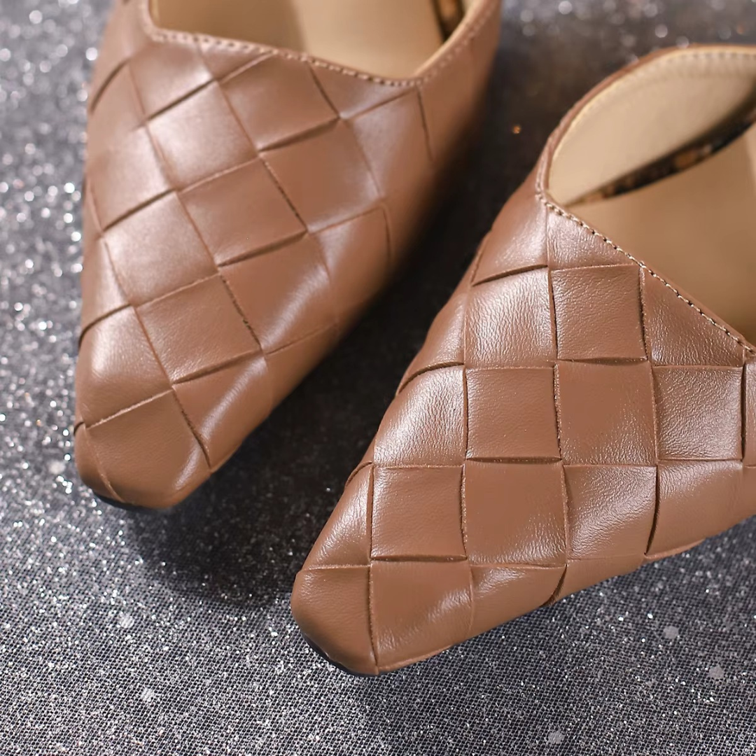 Women's Woven Faux Leather Slingback Heels Corvine