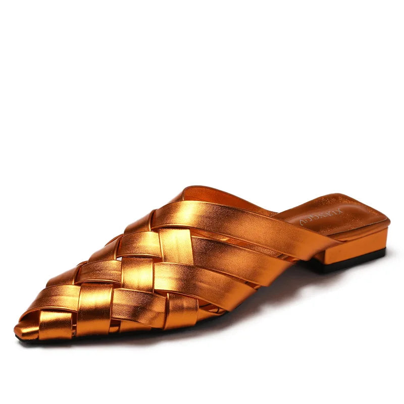 Women's Woven Vegan Leather Mules Shoes Corvine