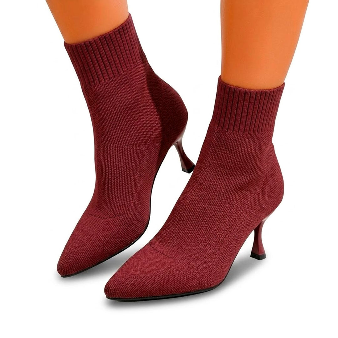 Women's Pointed-Toe Stretch Knit Sock Boots Corvine