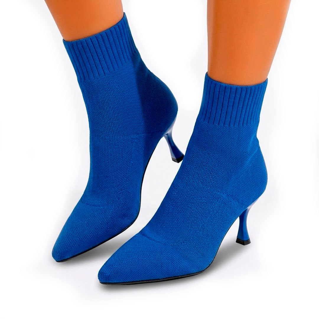 Women's Pointed-Toe Stretch Knit Sock Boots Corvine