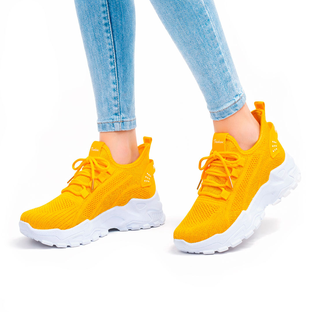 Women's Breathable Mesh Chunky Sole Trainers Corvine