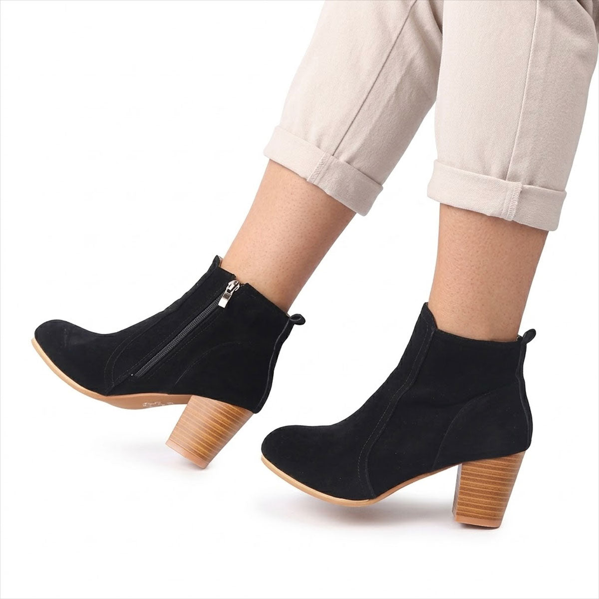 Women's Block-Heel Suede-Look Ankle Boots Corvine