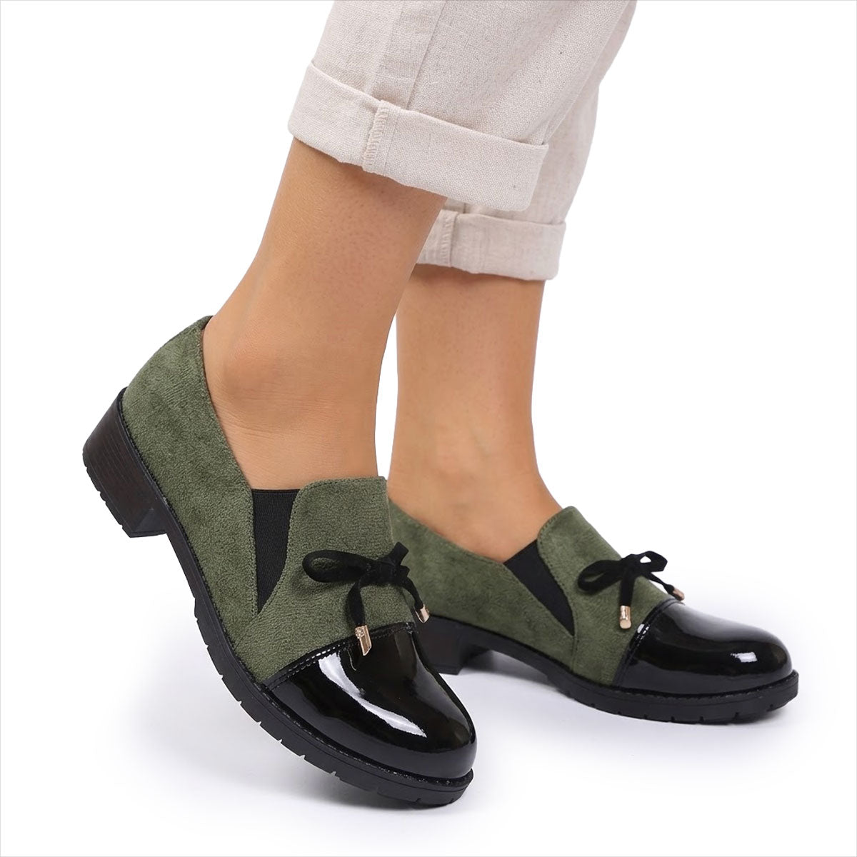 Women's Patent-Toe Bow Loafers Corvine