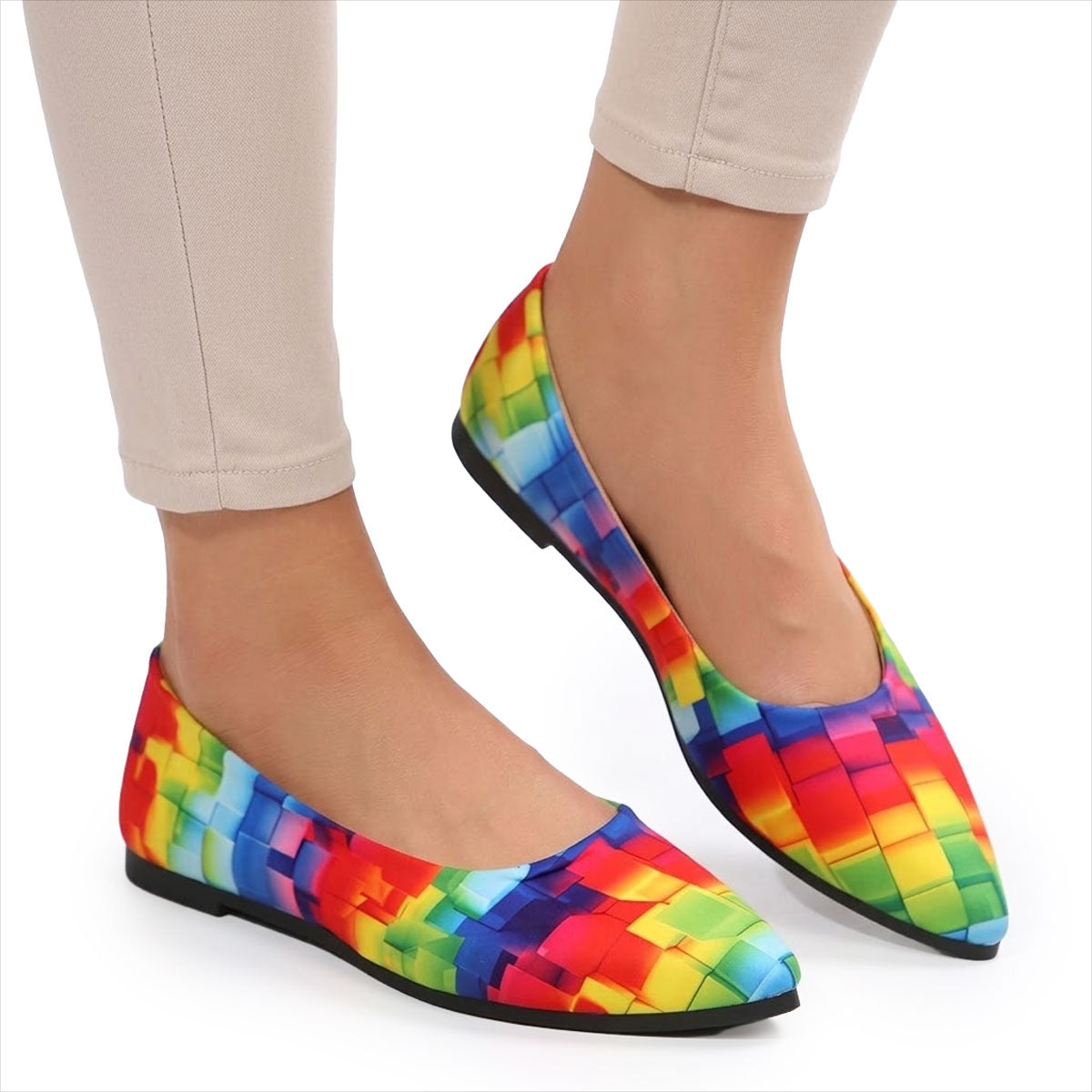 Women's Pointed-Toe Vibrant Print Ballerina Flats Corvine