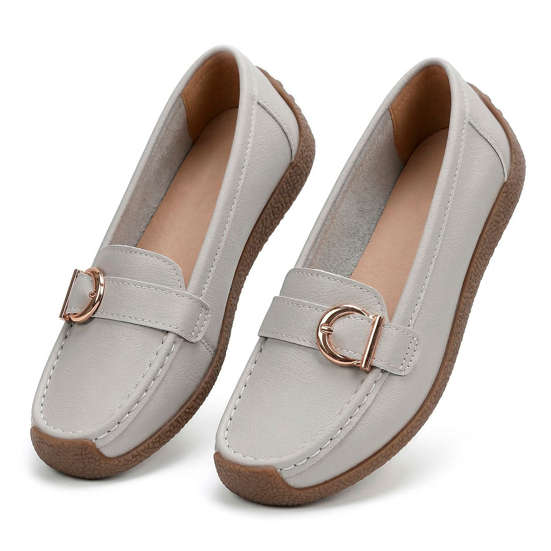 Women's Pebbled Buckle Driving Loafers Corvine