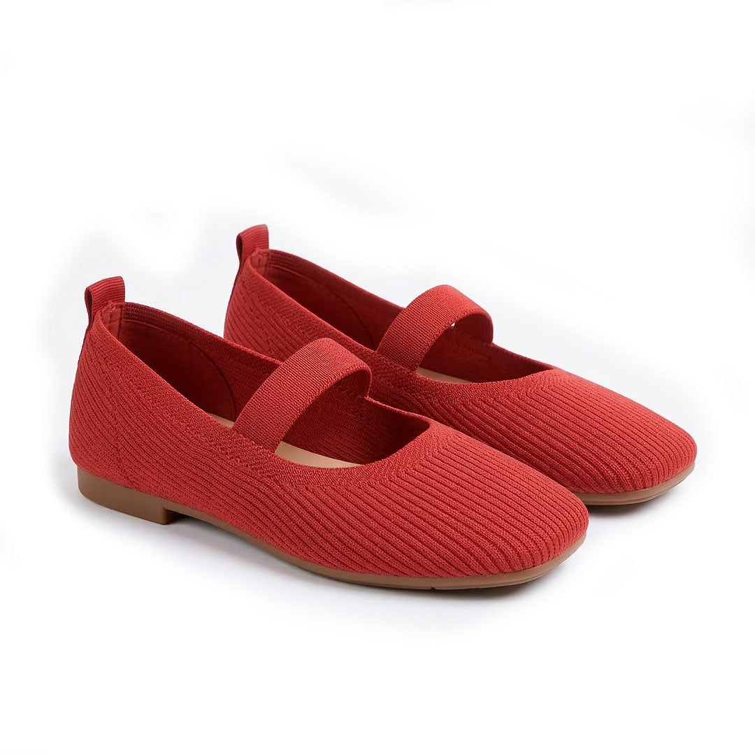Women's Square-Toe Knit Mary Jane Flats Corvine