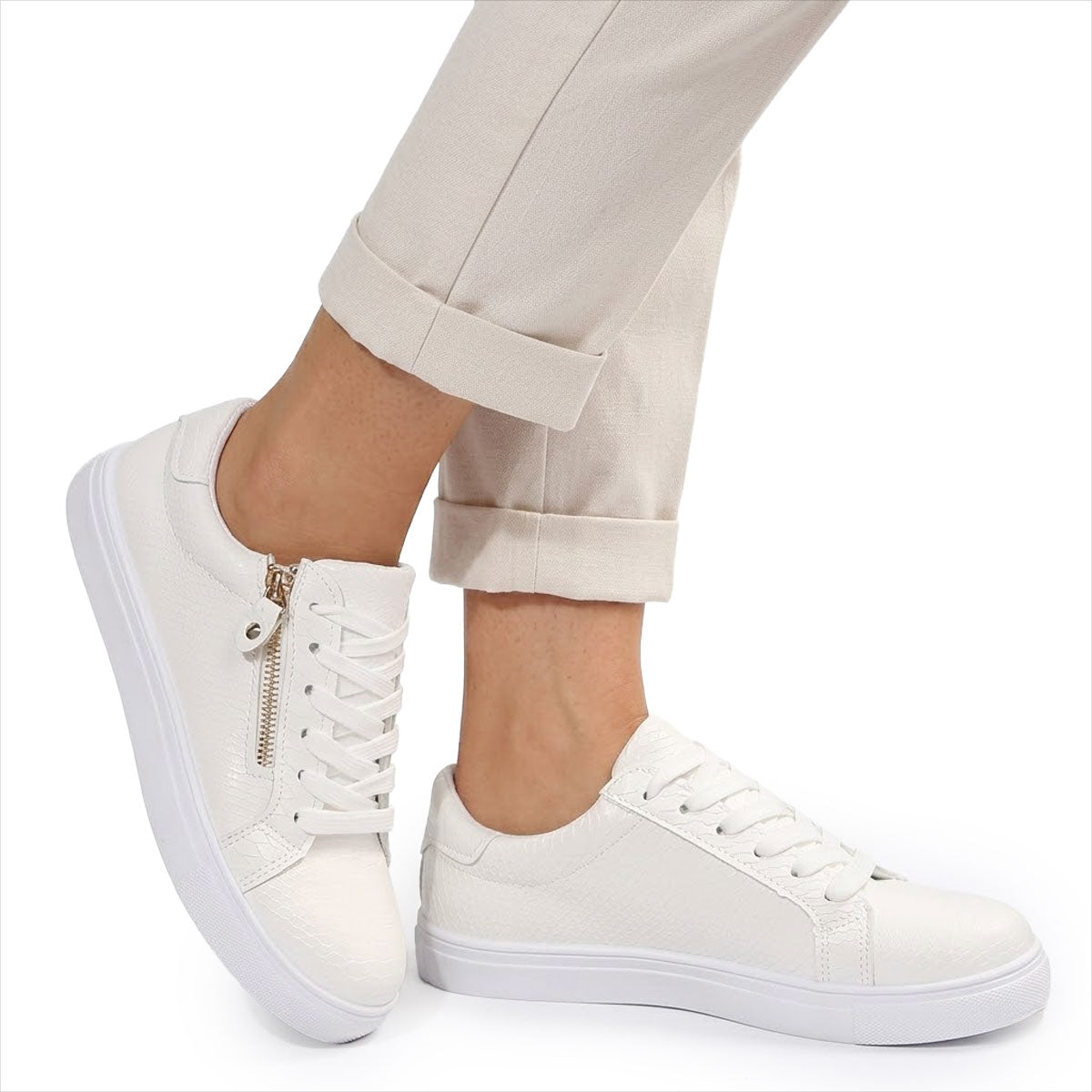 Women's Zip-Detail Textured Trainers Corvine