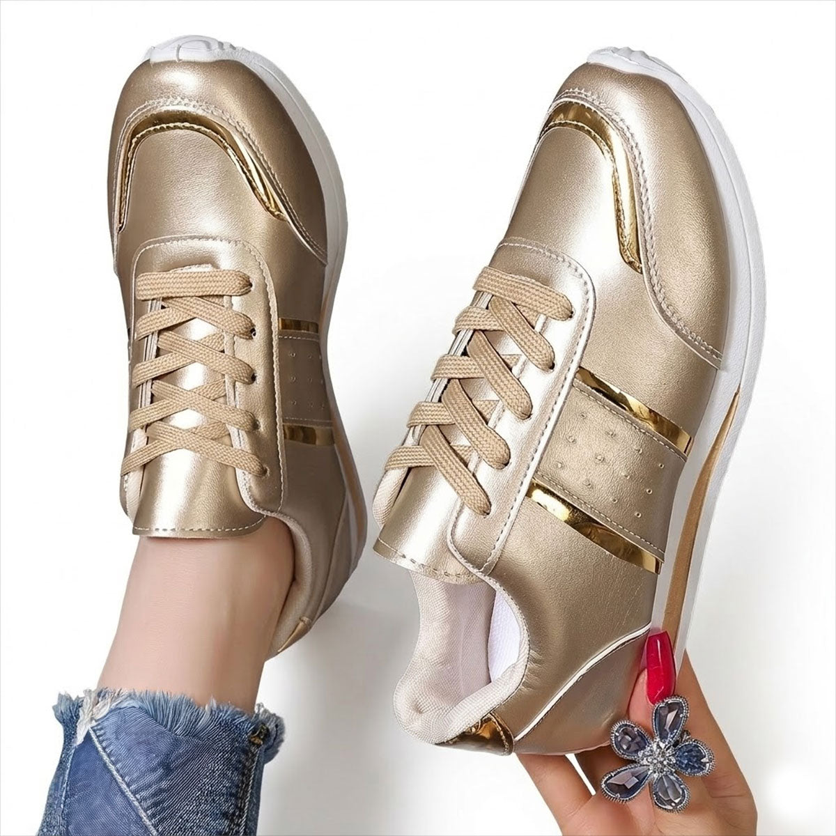 Women's Metallic Shimmer Trainers Corvine