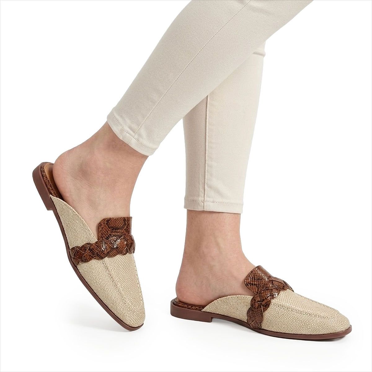 Women's Braided Strap Textured Mules Corvine