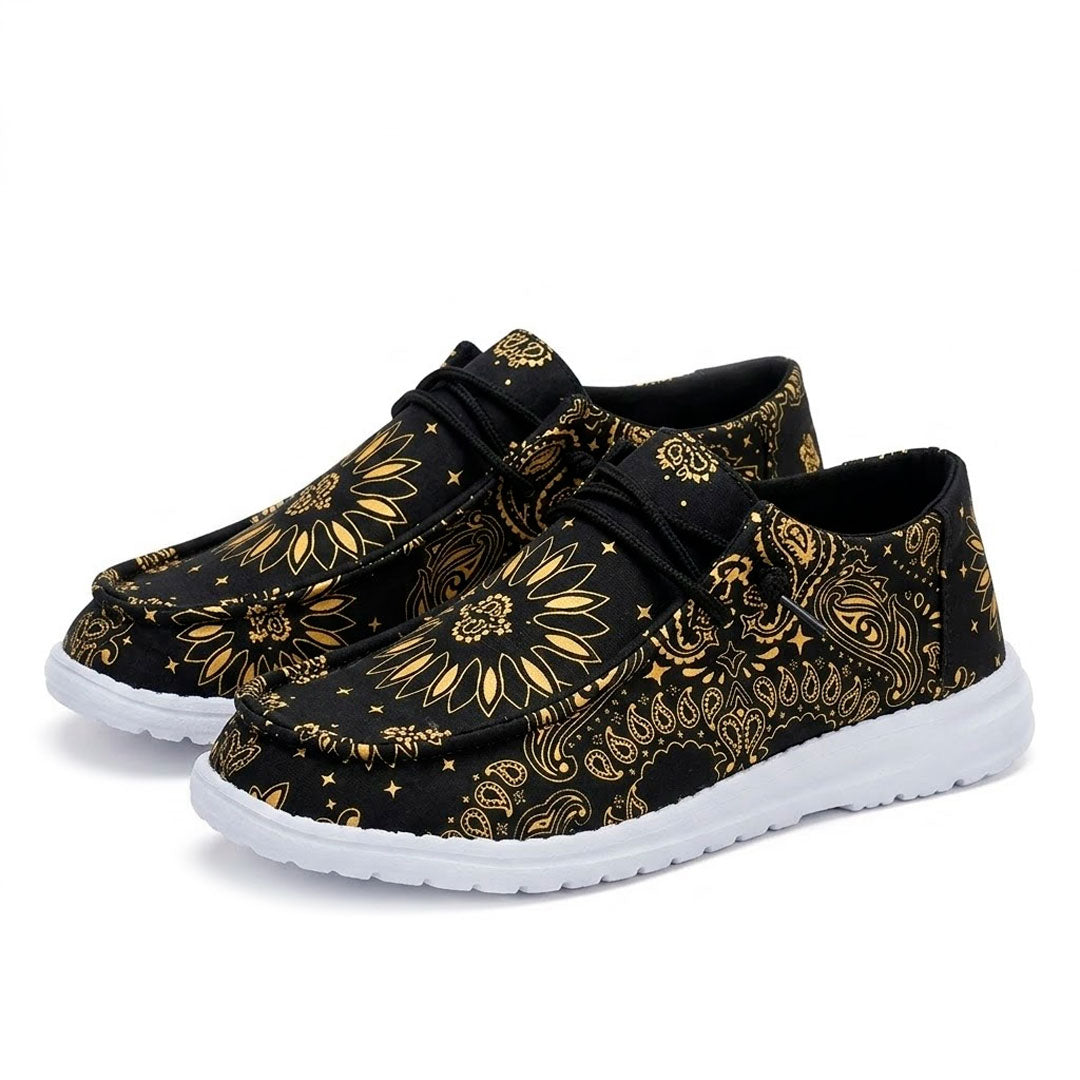 Women's Bandana Print Canvas Loafers Corvine