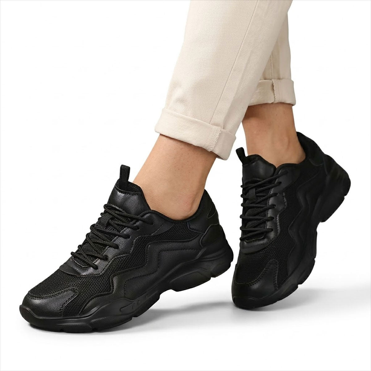 Women's Chunky Mixed-Panel Trainers Corvine
