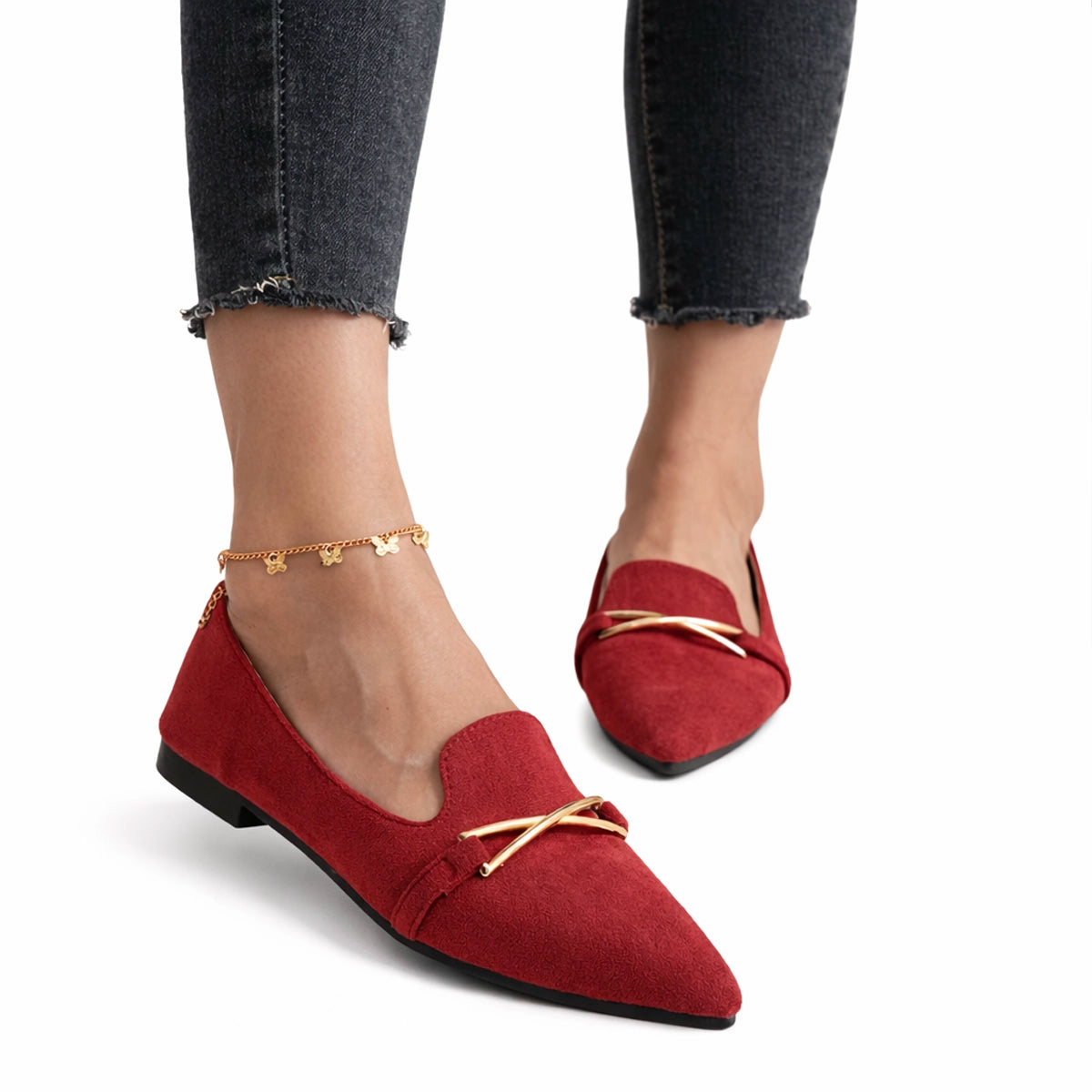 Women's Suede Pointed Flats Corvine