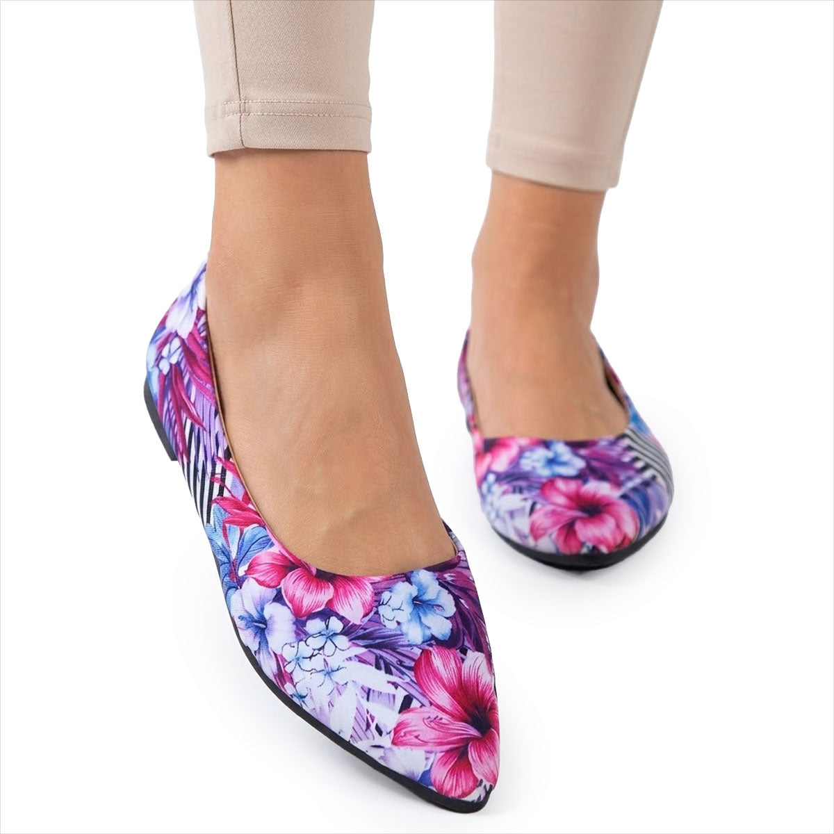 Women's Pointed-Toe Vibrant Print Ballerina Flats Corvine