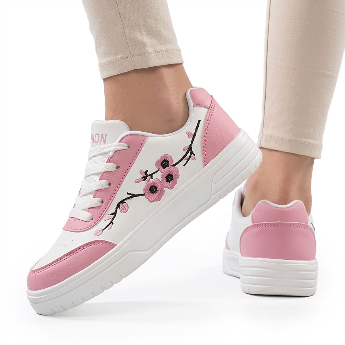 Women's Floral Embroidered Fashion Trainers Corvine