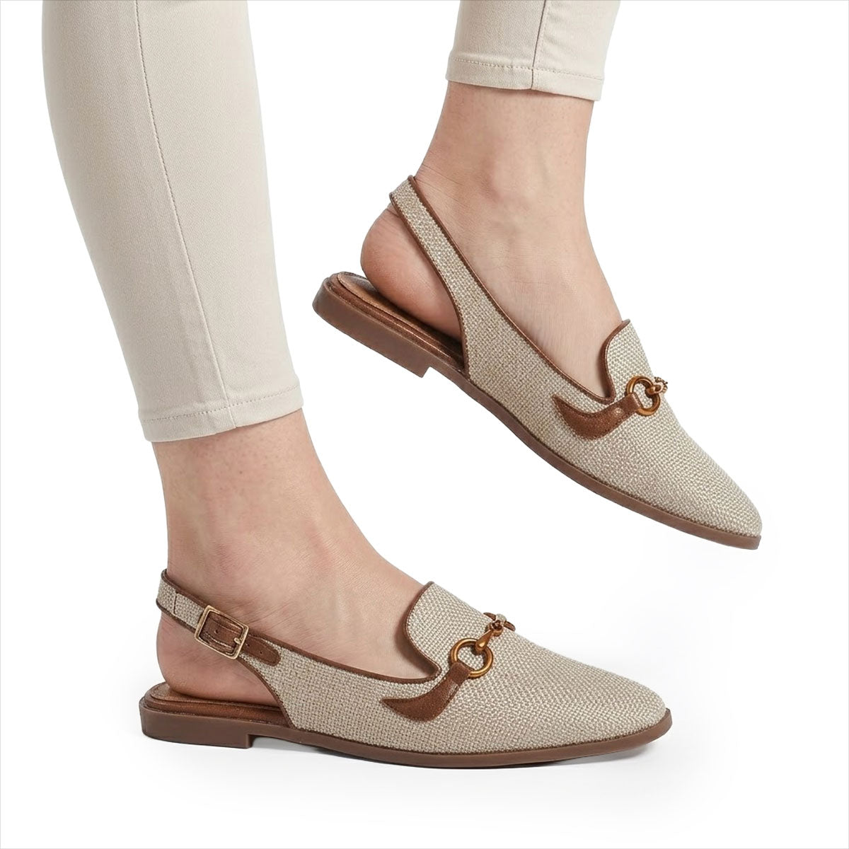Women's Textured Slingback Horsebit Loafers Corvine