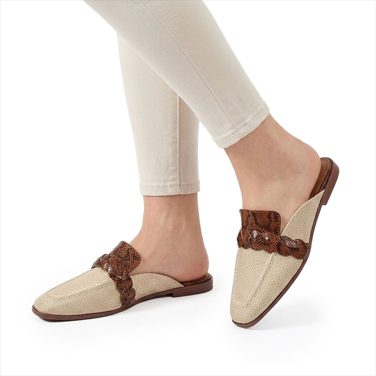 Women's Braided Strap Textured Mules Corvine