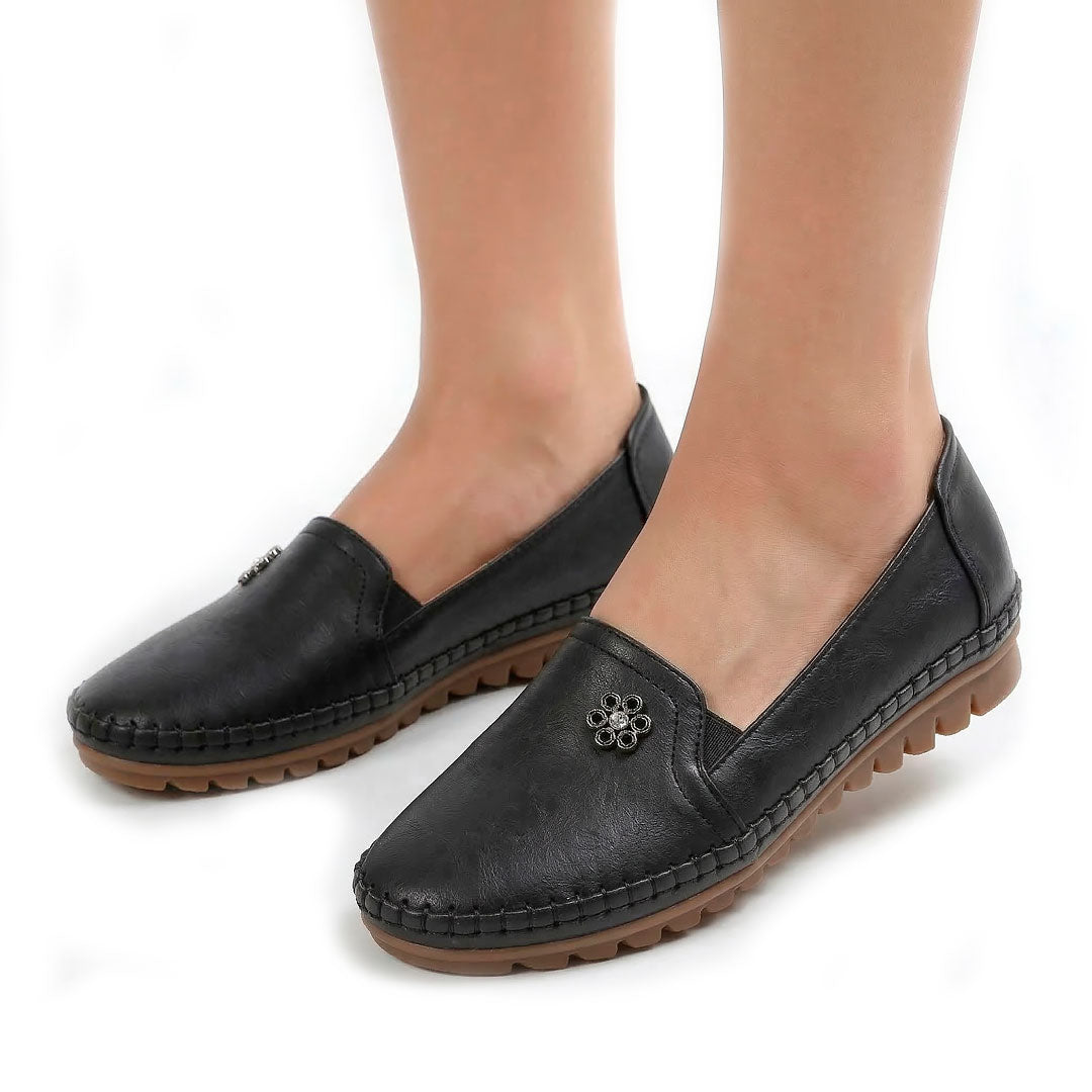 Women's Stitch-Trim Floral Loafers Corvine