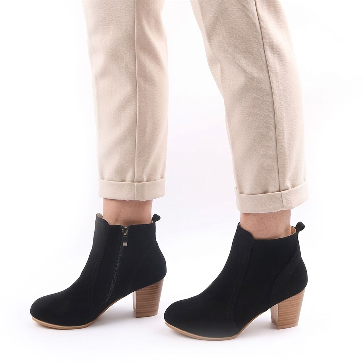 Women's Block-Heel Suede-Look Ankle Boots Corvine