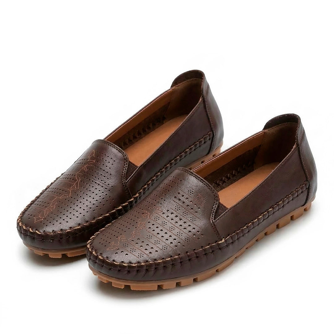 Women's Perforated Rhinestone Slip-On Loafers Corvine