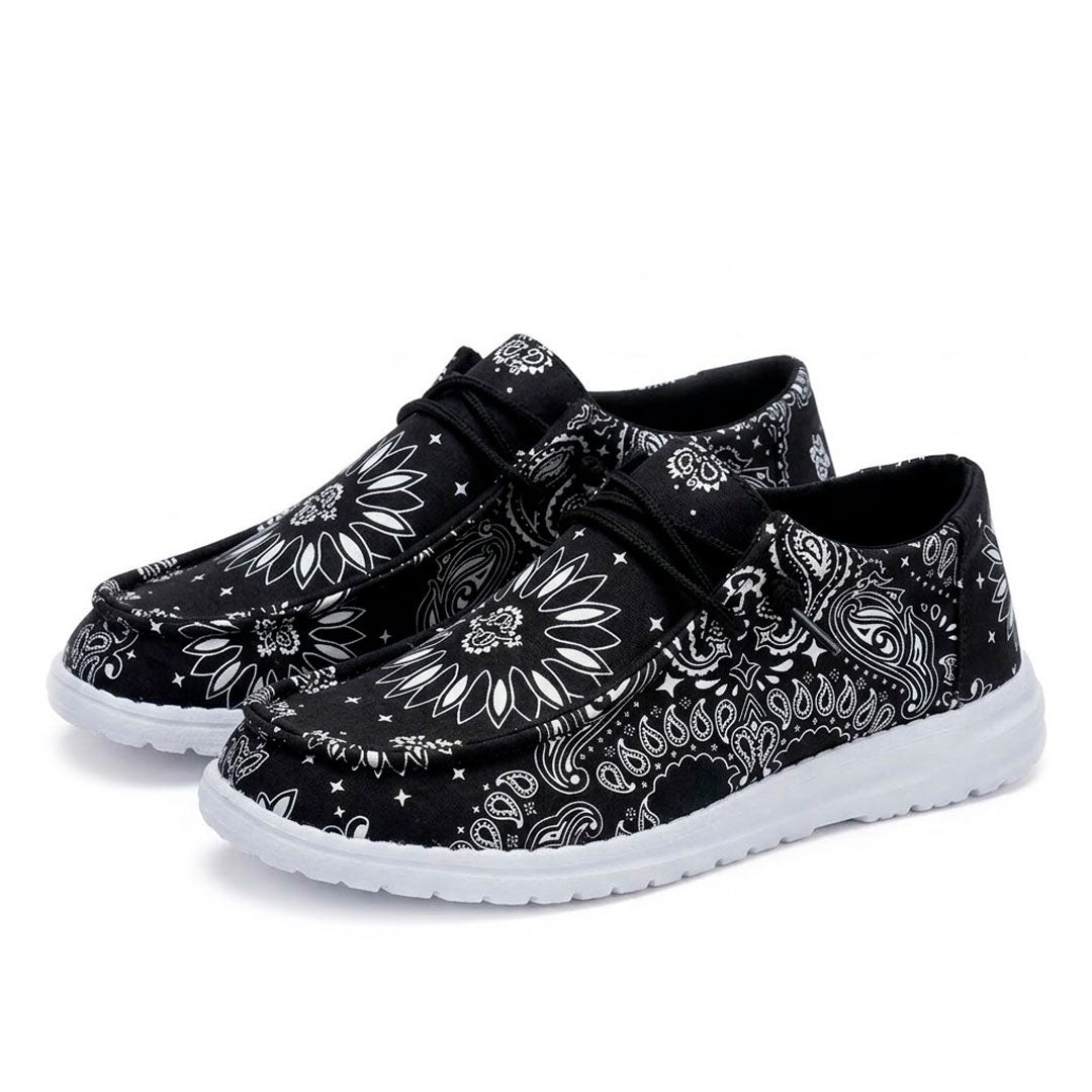 Women's Bandana Print Canvas Loafers Corvine