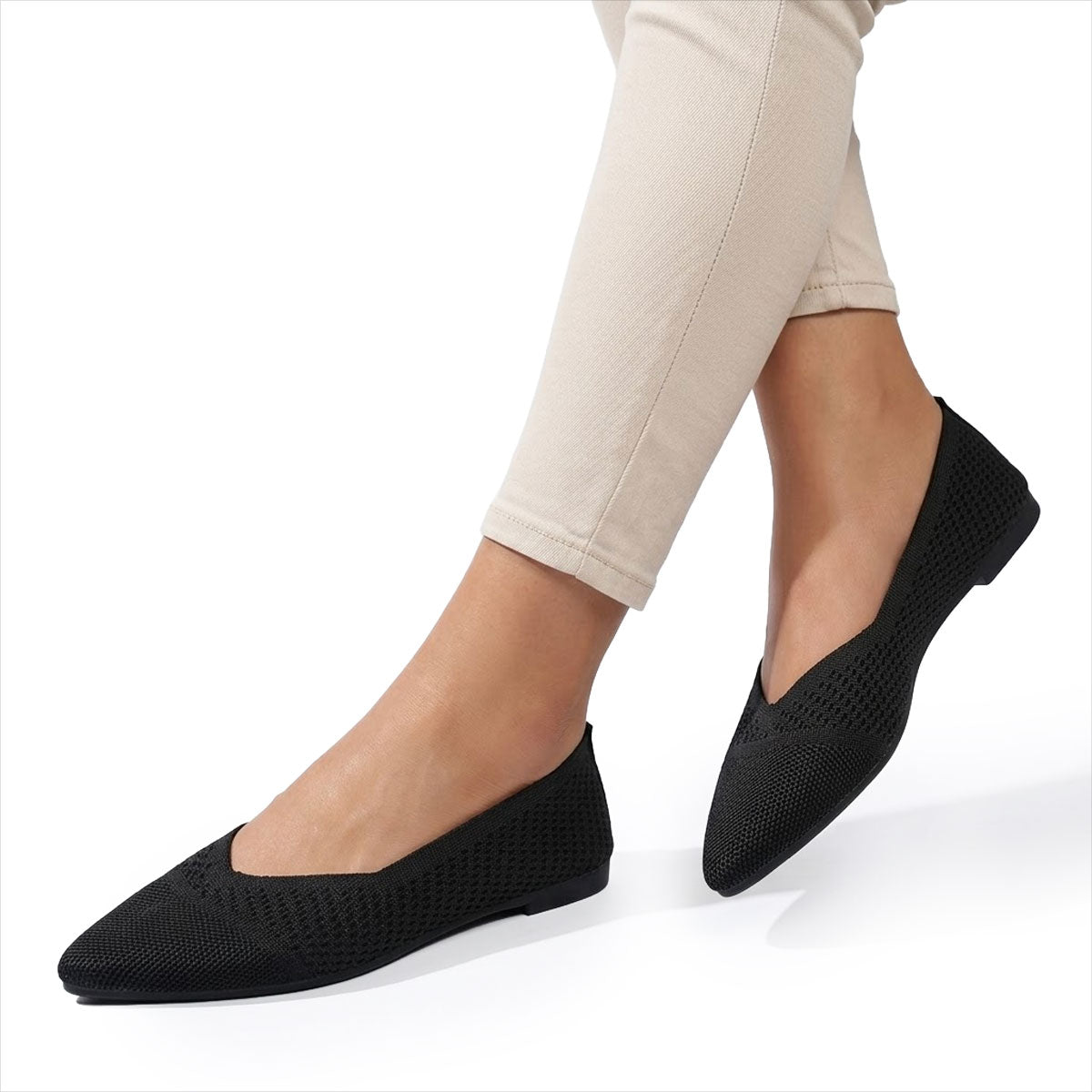 Women's Pointed-Toe Breathable Knit Flats Corvine