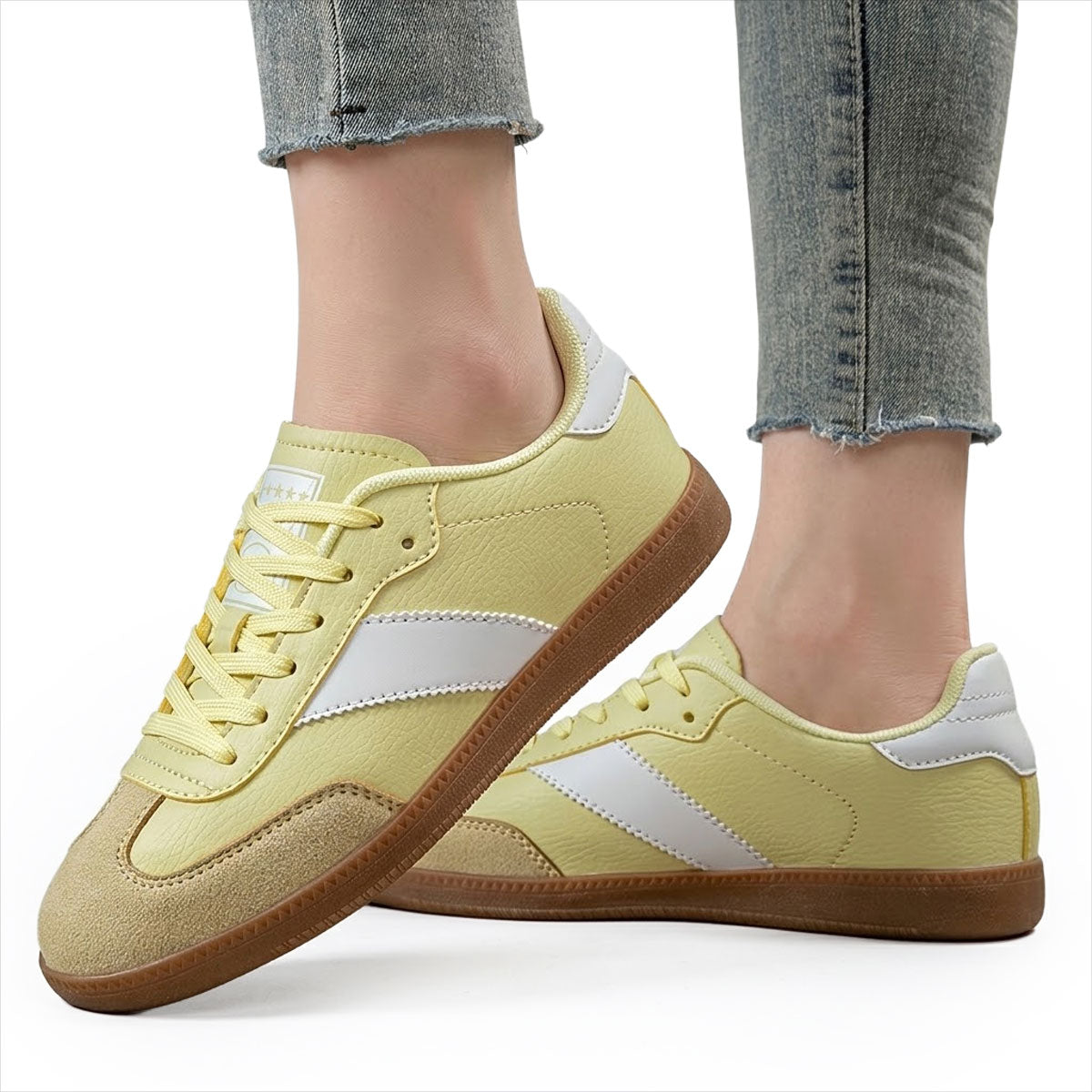 Women's Lemon Retro Gum-Sole Trainers Corvine