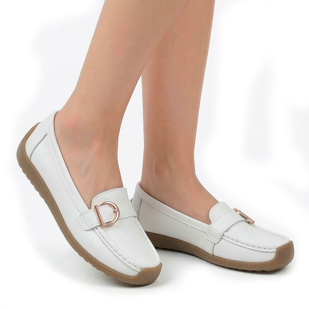 Women's Pebbled Buckle Driving Loafers Corvine