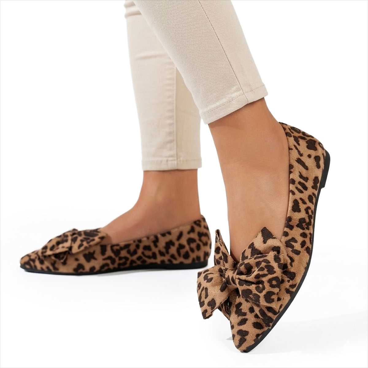 Women's Patterned Bow-Detail Pointed Flats Corvine
