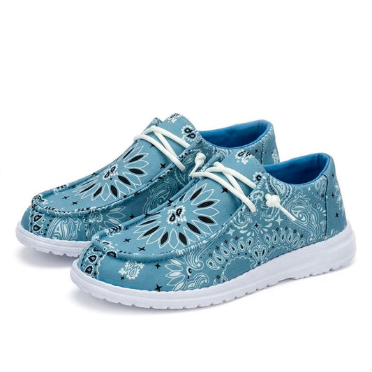 Women's Bandana Print Canvas Loafers Corvine