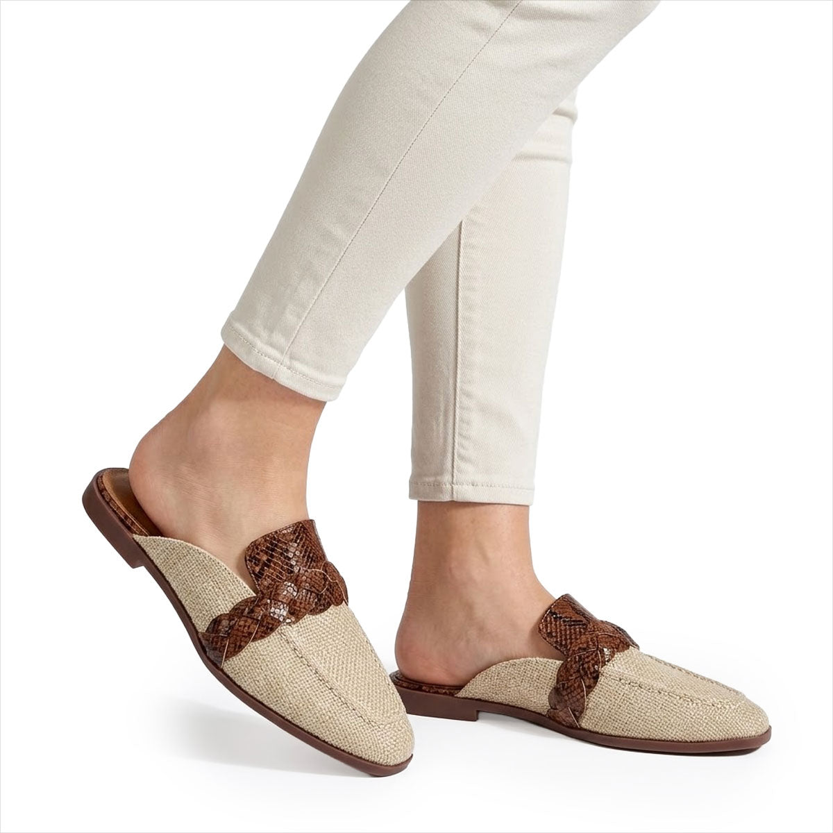 Women's Braided Strap Textured Mules Corvine