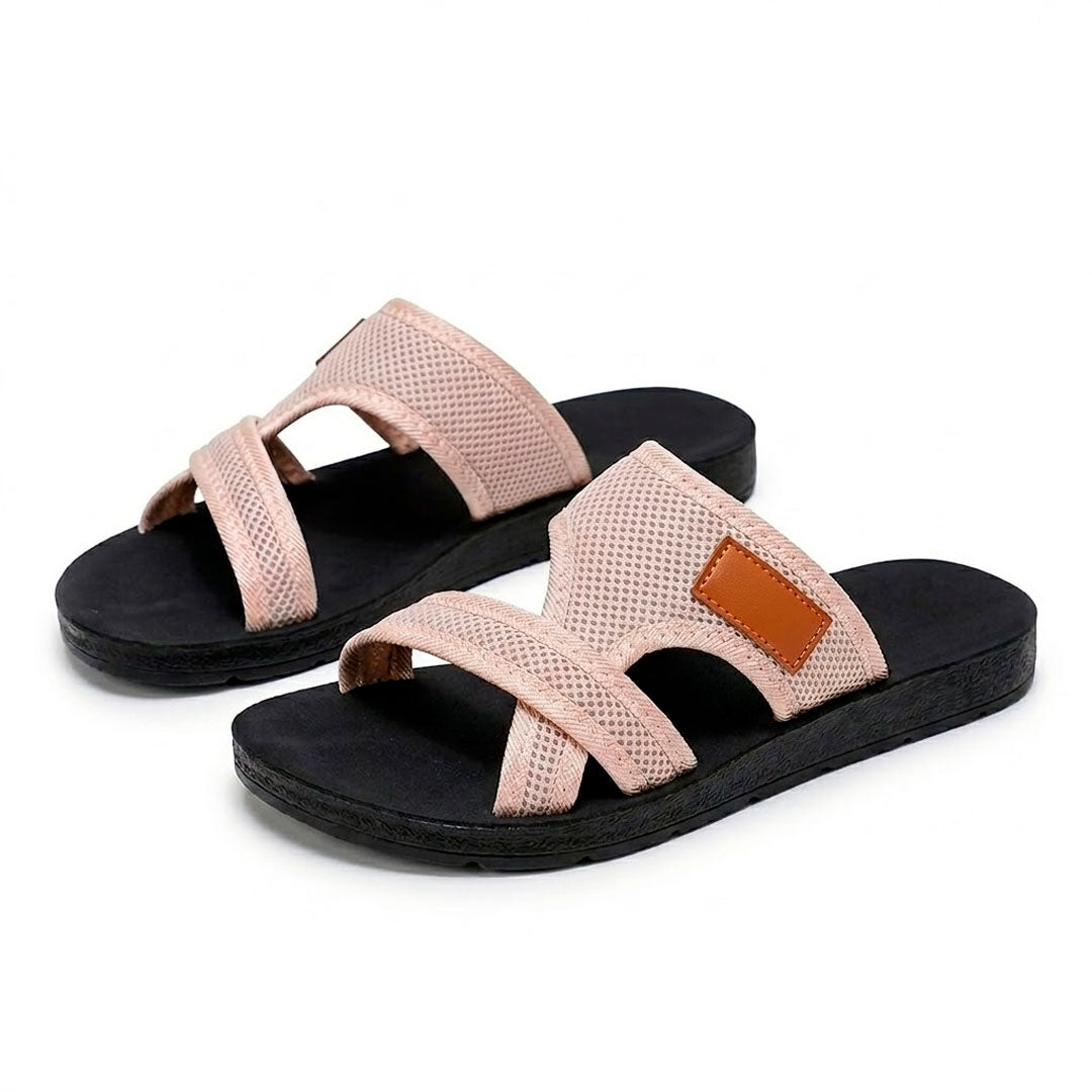 Women's Textured Mesh Cross-Strap Slide Sandals Corvine