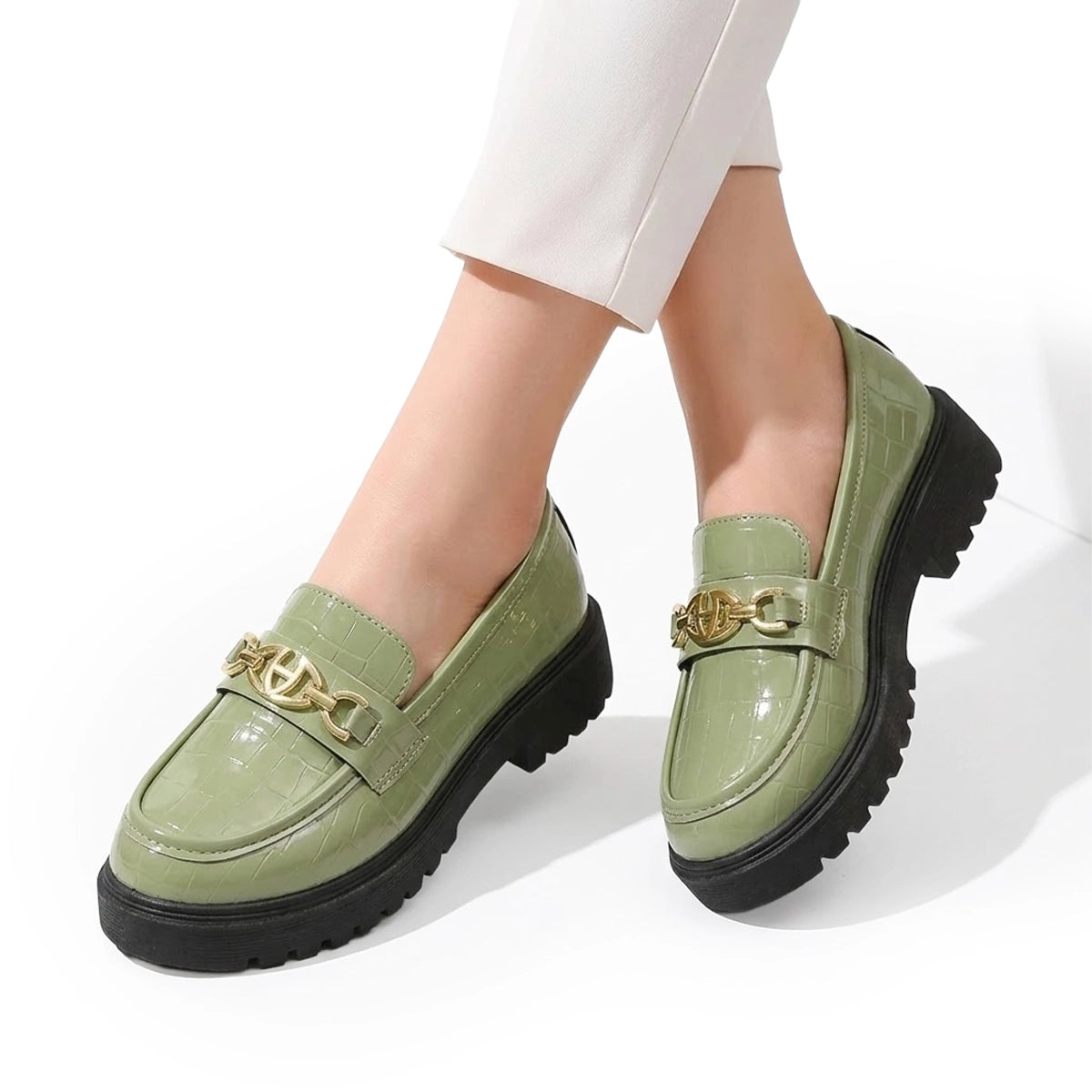Women's Croc-Embossed Chunky Loafers Corvine