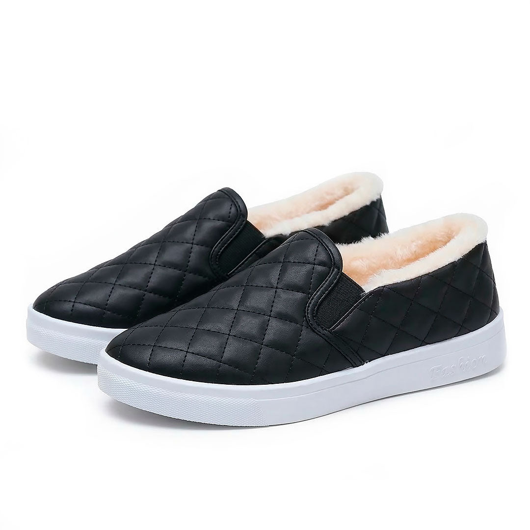 Women's Quilted Faux-Fur Lined Slip-On Trainers Corvine