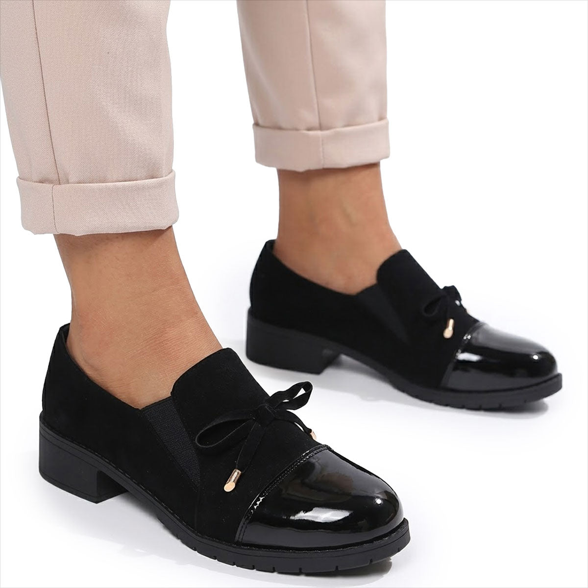 Women's Patent-Toe Bow Loafers Corvine