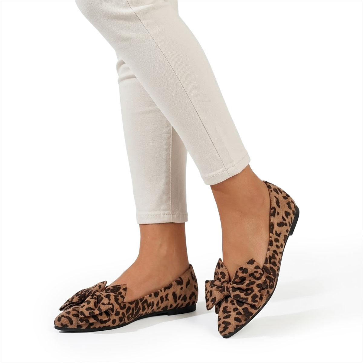 Women's Patterned Bow-Detail Pointed Flats Corvine