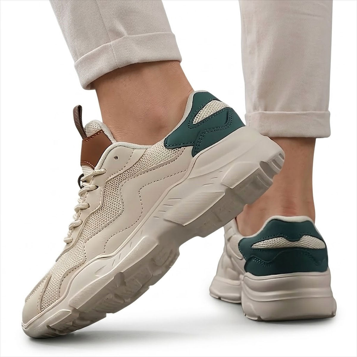 Women's Chunky Mixed-Panel Trainers Corvine