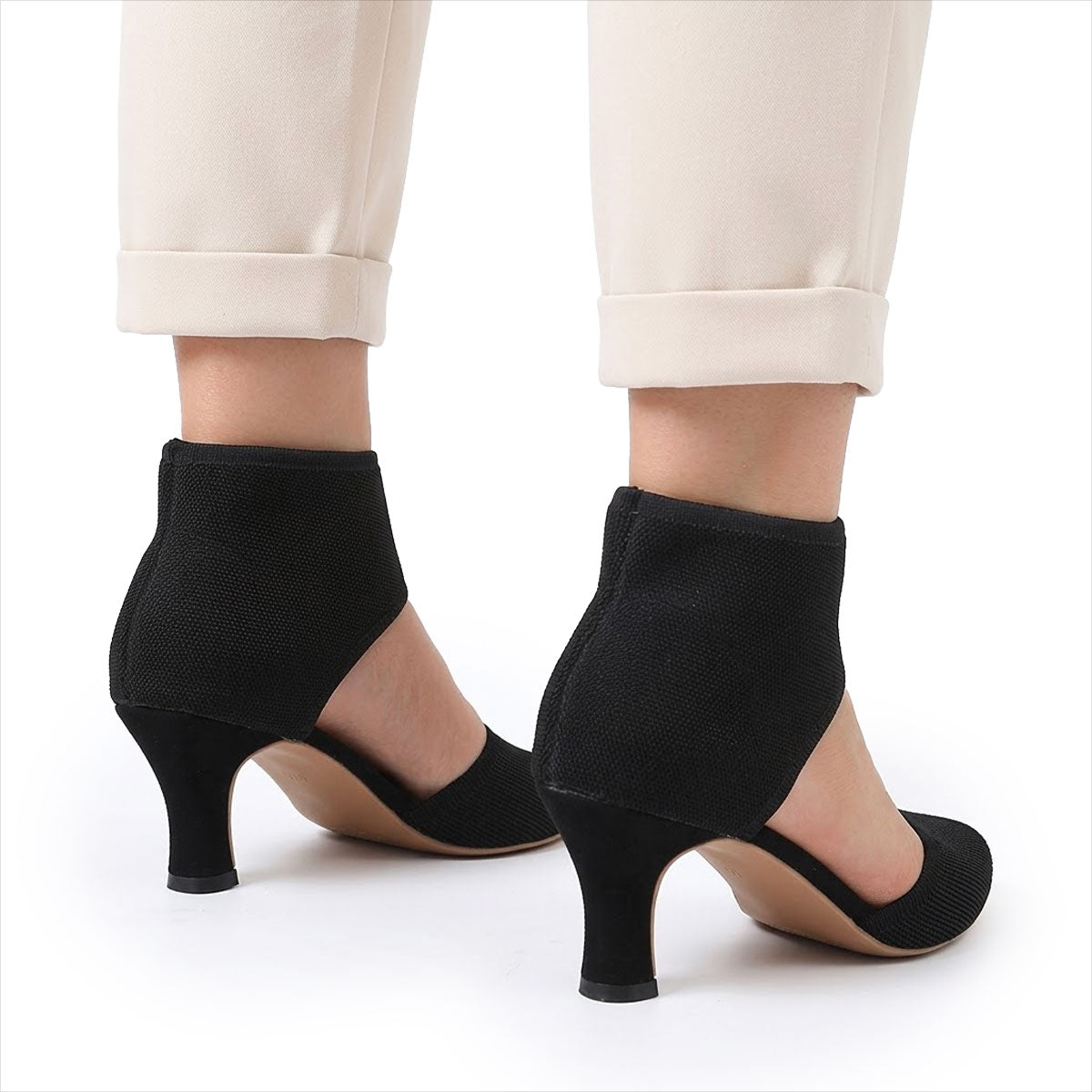 Women's Stretch-Knit Kitten Heel Sandals Corvine
