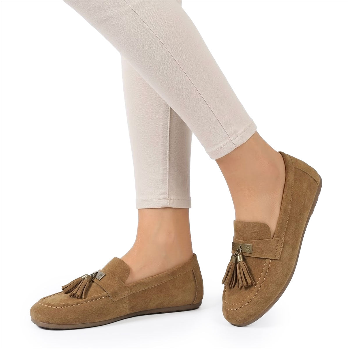 Women's Tassel Detail Suede-Look Loafers Corvine