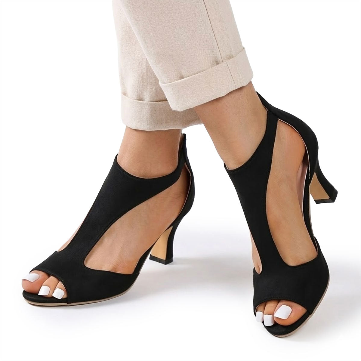 Women's Suede-Look Kitten Heel Sandals Corvine