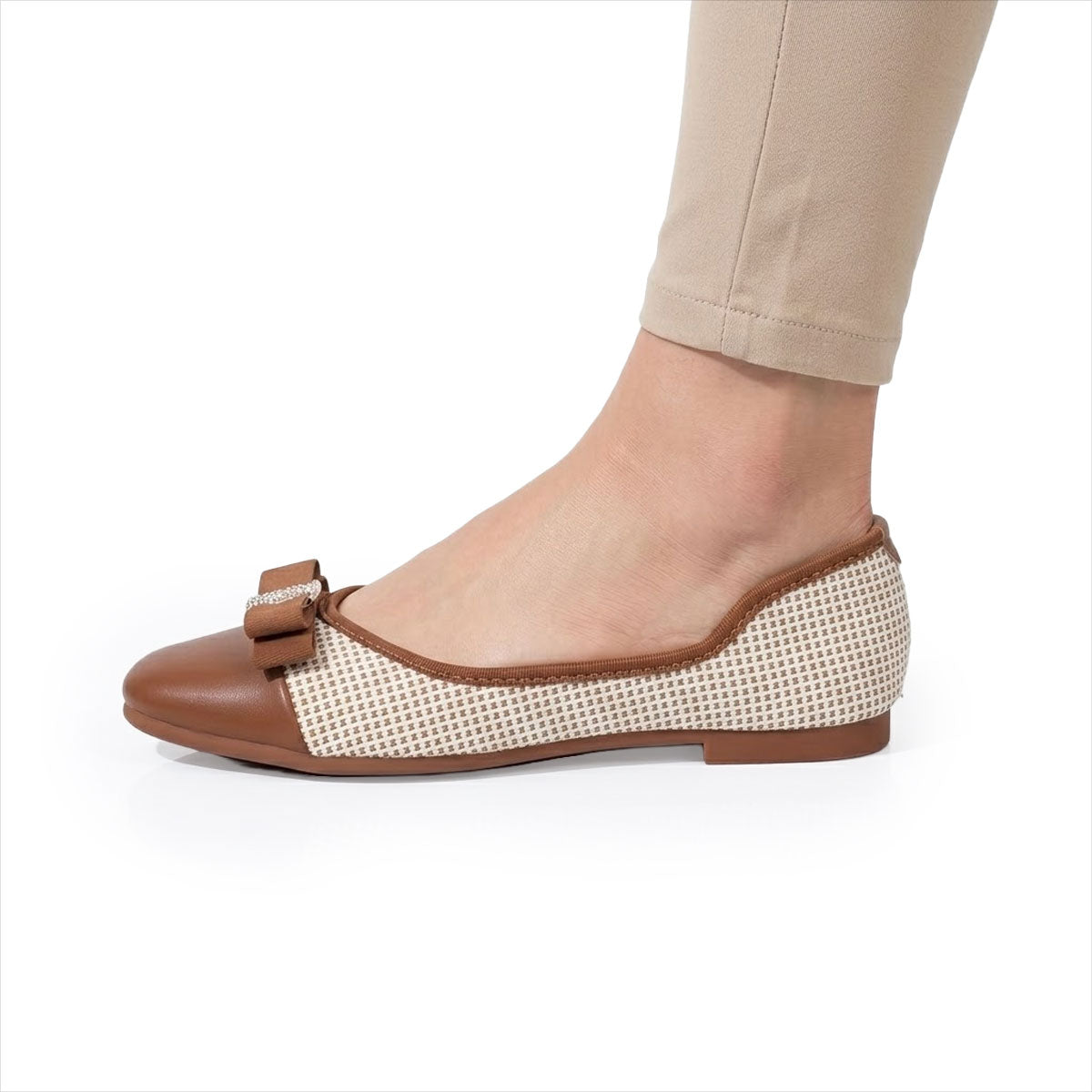 Women's Patterned Bow-Detail Ballet Flats Corvine