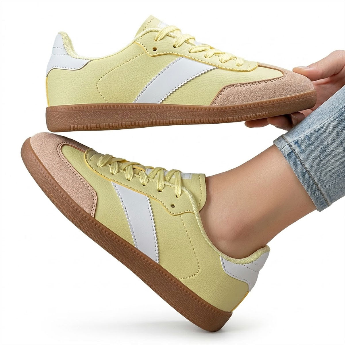 Women's Lemon Retro Gum-Sole Trainers Corvine