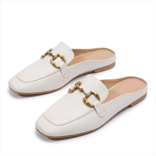 Women's Horsebit Detail Leather-Style Mules Corvine