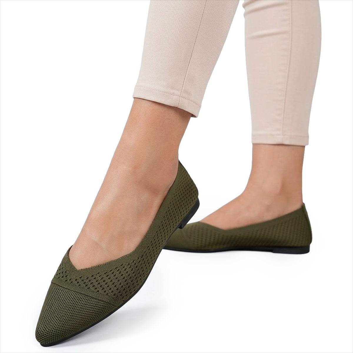 Women's Pointed-Toe Breathable Knit Flats Corvine