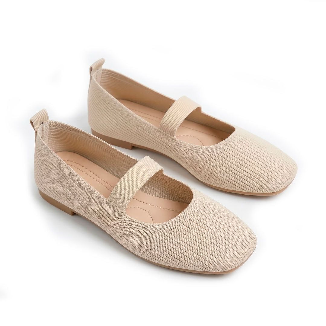 Women's Square-Toe Knit Mary Jane Flats Corvine