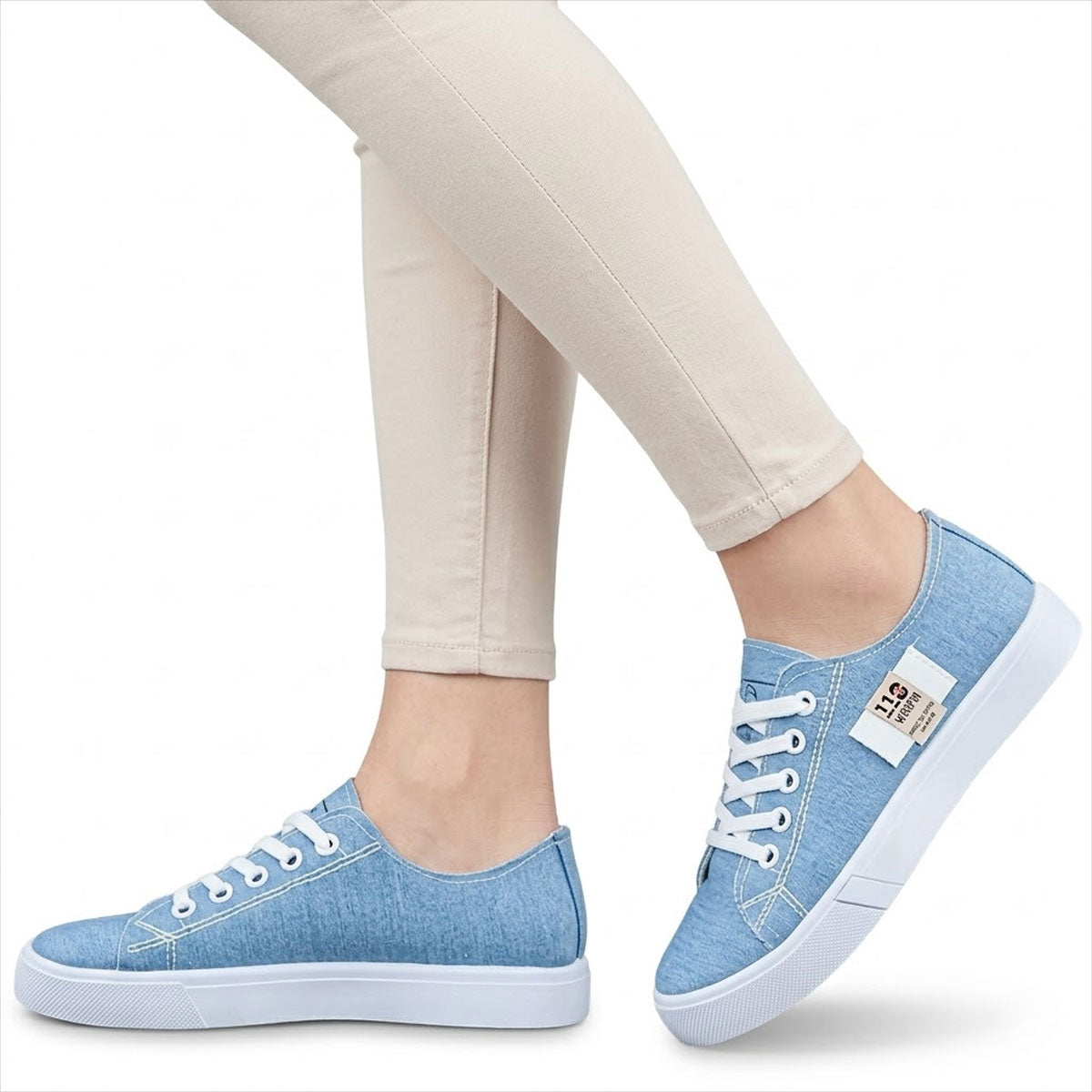 Women's Raw-Edge Denim-Style Trainers Corvine