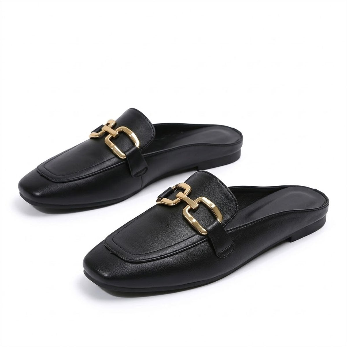 Women's Horsebit Detail Leather-Style Mules Corvine