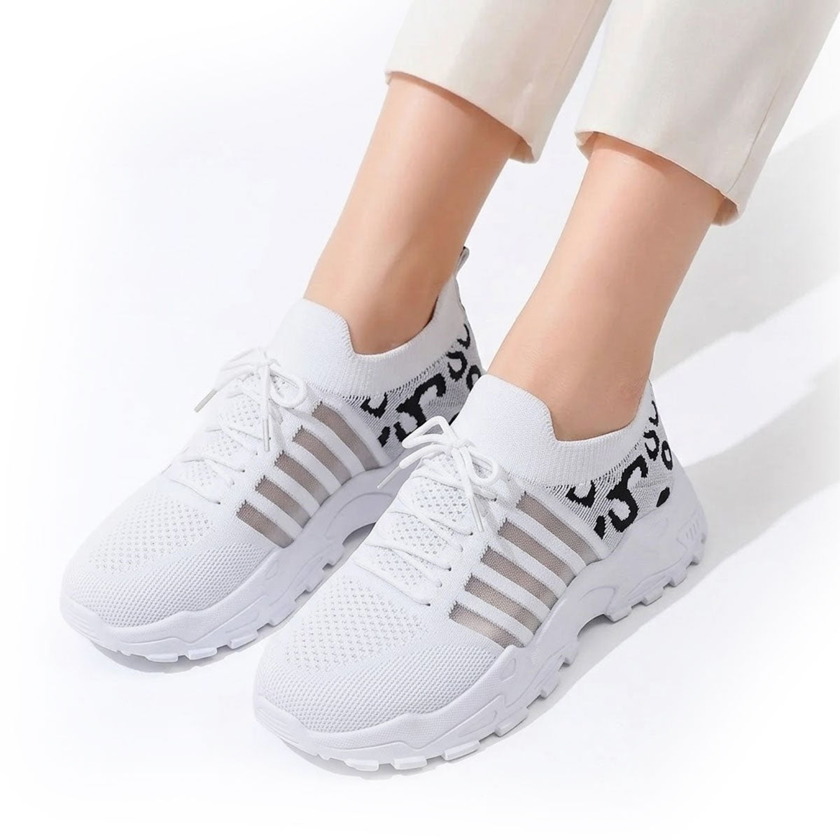 Women's Leopard-Accent Knit Trainers Corvine