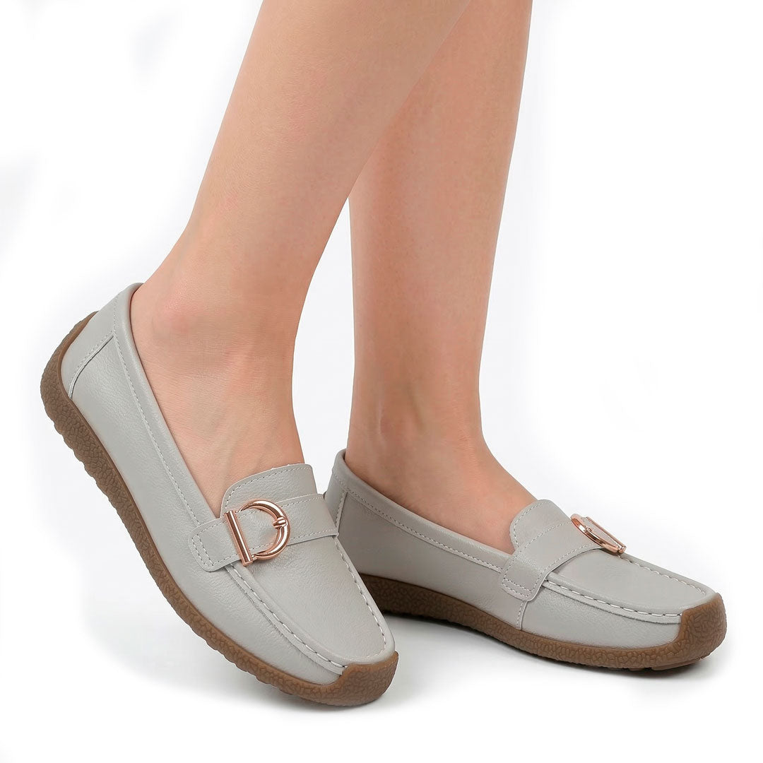 Women's Pebbled Buckle Driving Loafers Corvine